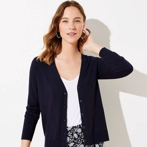 Loft Signature V-Neck Cardigan, Size: S, Color: Forever Navy